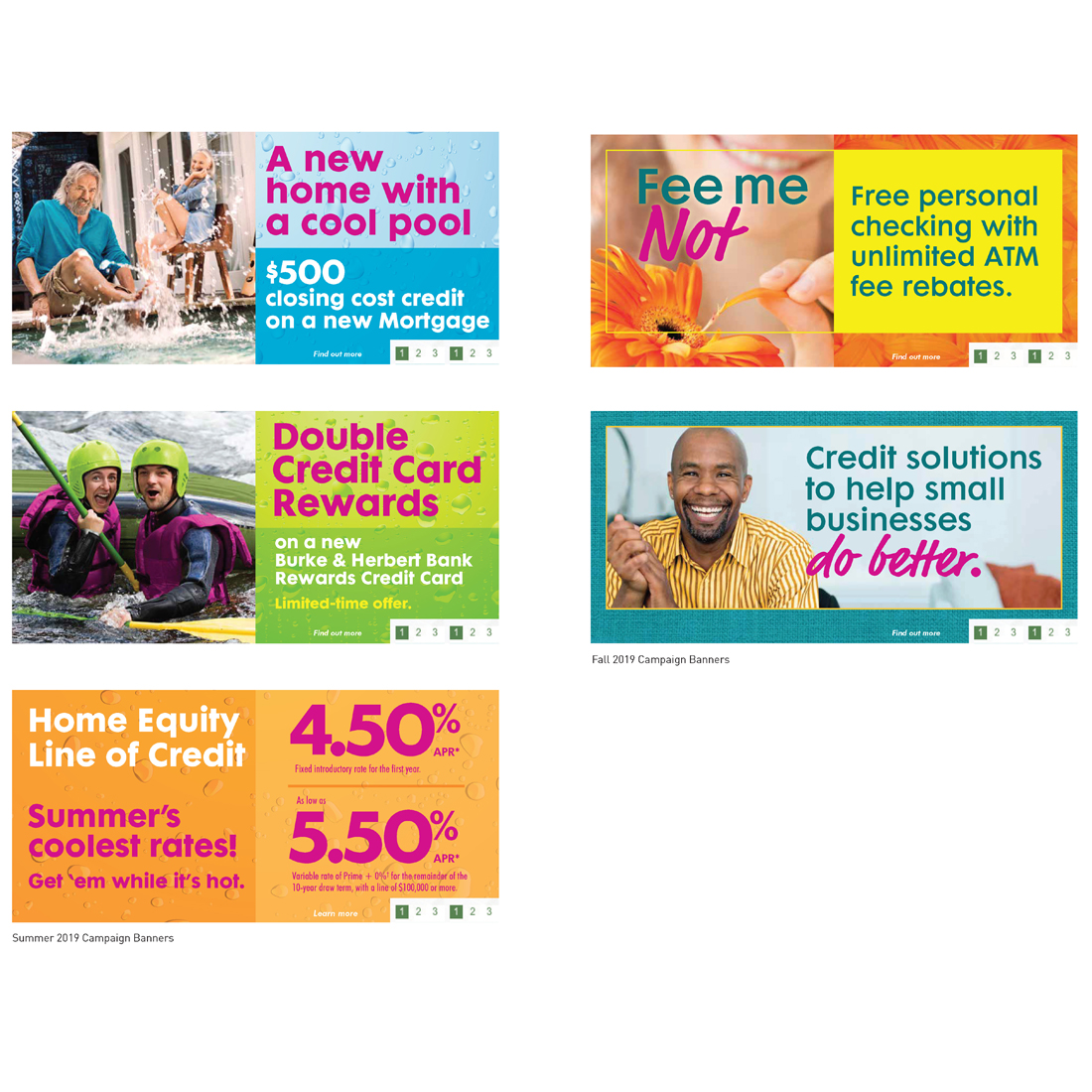 Burke and Herbert Bank Summer 2019 and Fall 2019 promotional banner ads
