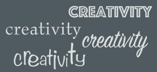 Grey box with the word "creativity" in four different fonts